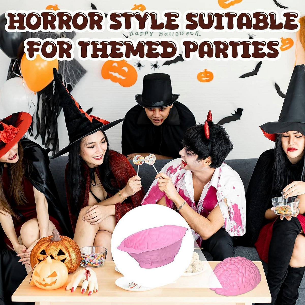 SILIKONFORM Gehirn Halloween Puddingform - Orange, Kunststoff