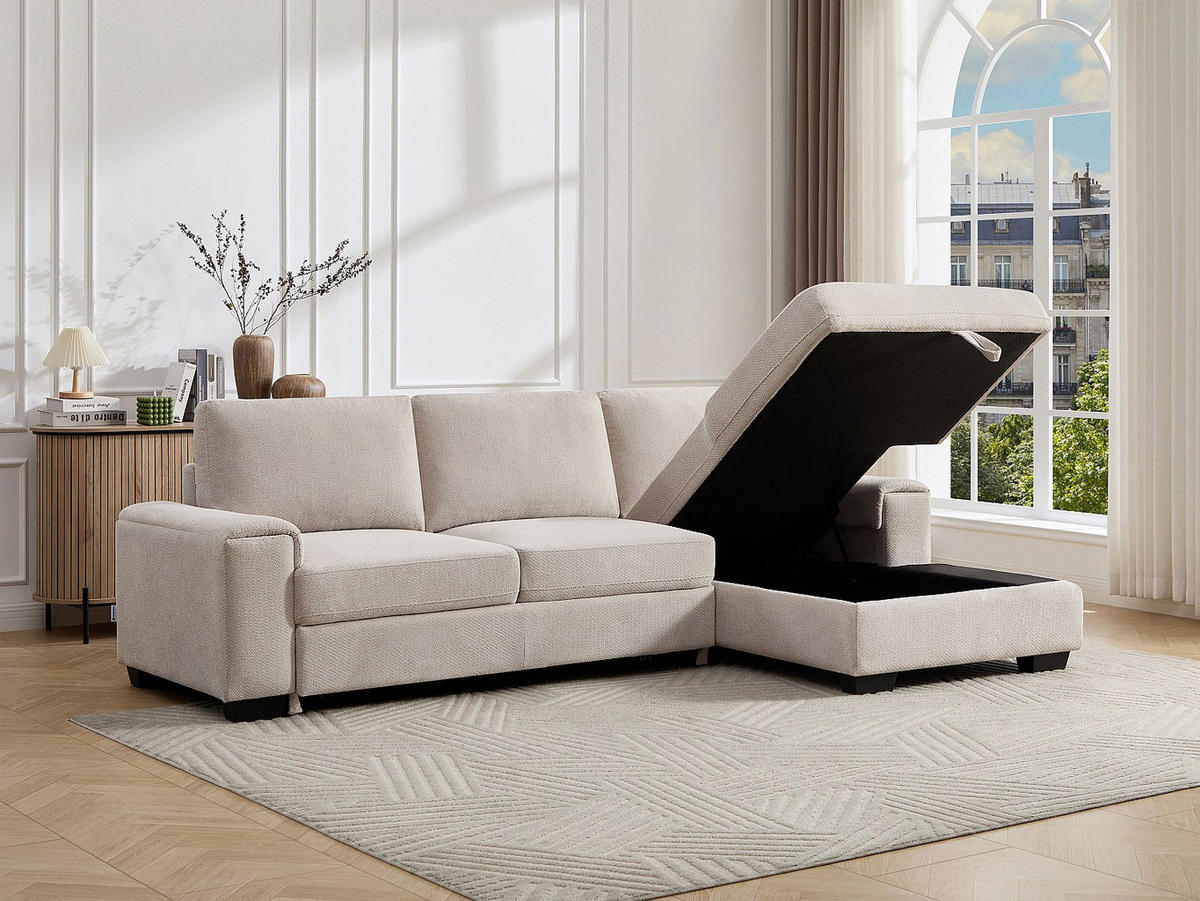 SCHLAFSOFA - 4 Personen - Stoff - Beige - - Beige, Textil (260/85/153cm) - Vente-Unique