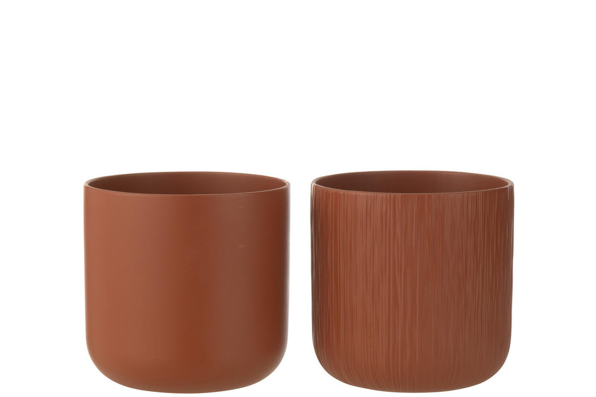 BLUMENTOPF GEN - Keramik - Braun - XL - 2er Set - Ø 20,5 cm - Braun, Keramik (20.5/20cm) - J-Line