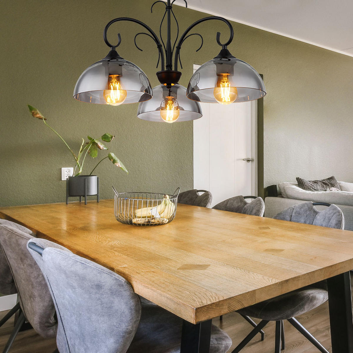 LED HÄNGELEUCHTE Metall Schwarz-matt - Schwarz, Glas (56/56/120cm) - Globo Lighting