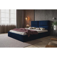 BETT 120x200 - Polsterbett mit Bettkasten und Holzrahmen - Modern Betten - Glatter Kronos-Stoff - Kollektion Lizbona, Blau - AlpiMeble - Blau, Holz/Kunststoff (120/200cm) - Alpi-Möbel