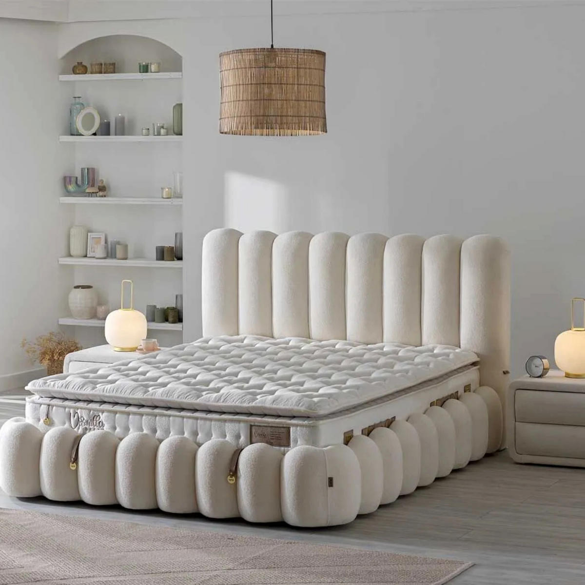 BOXBETT Vanilla Bambi Bett boxspringbett 180x200 mit matratze - Weiß, Holz (180/200cm)