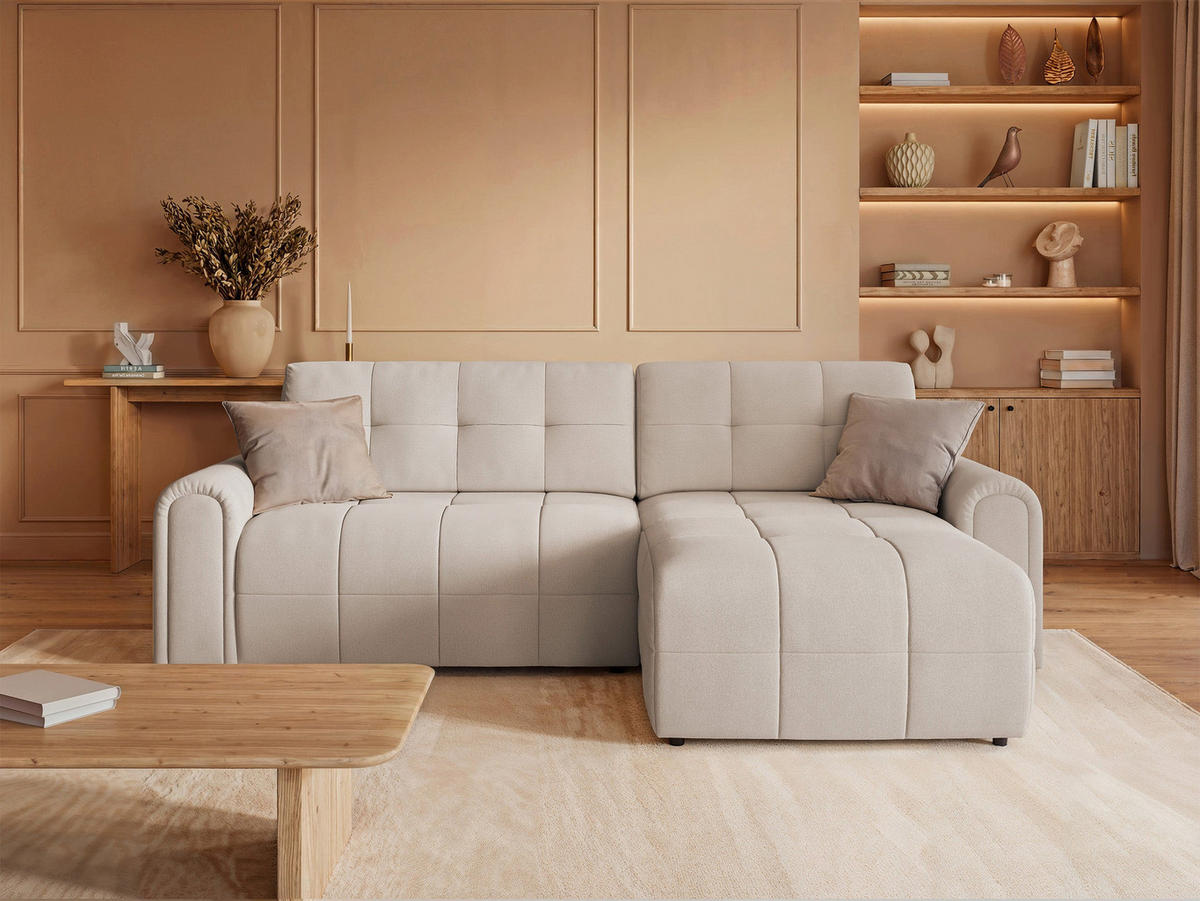 ECKSOFA Simolla Creme rechts - Creme/Schwarz, Kunststoff/Textil (180/268cm) - Selsey