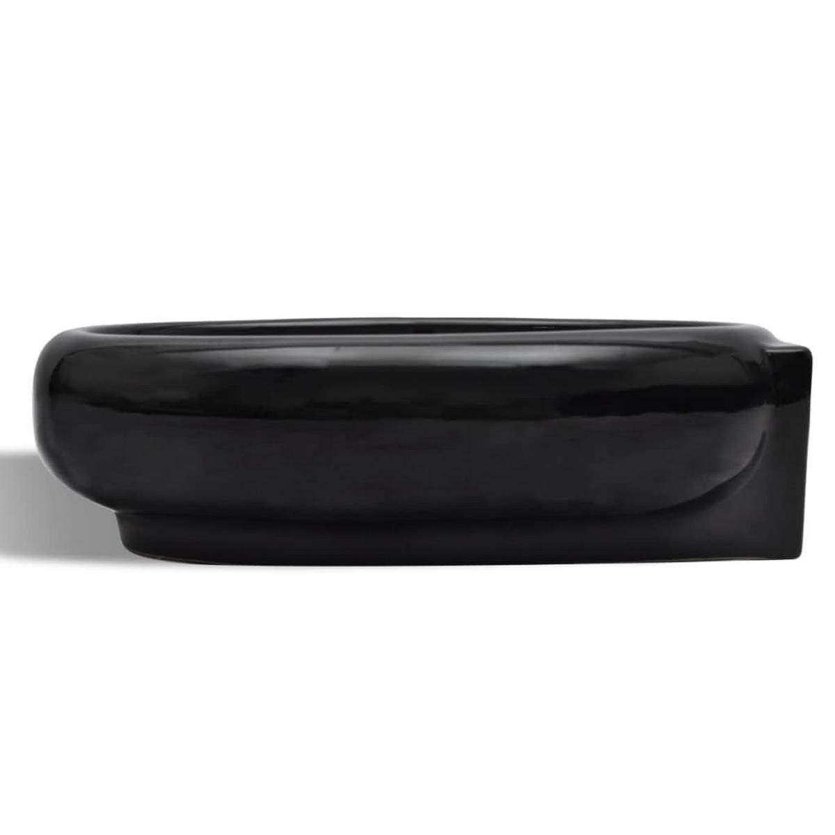 WASCHBECKEN Keramik Mit Hahn/Überlaufloch Schwarz Rund - Schwarz, Keramik (28/12.5/41cm) - vidaXL