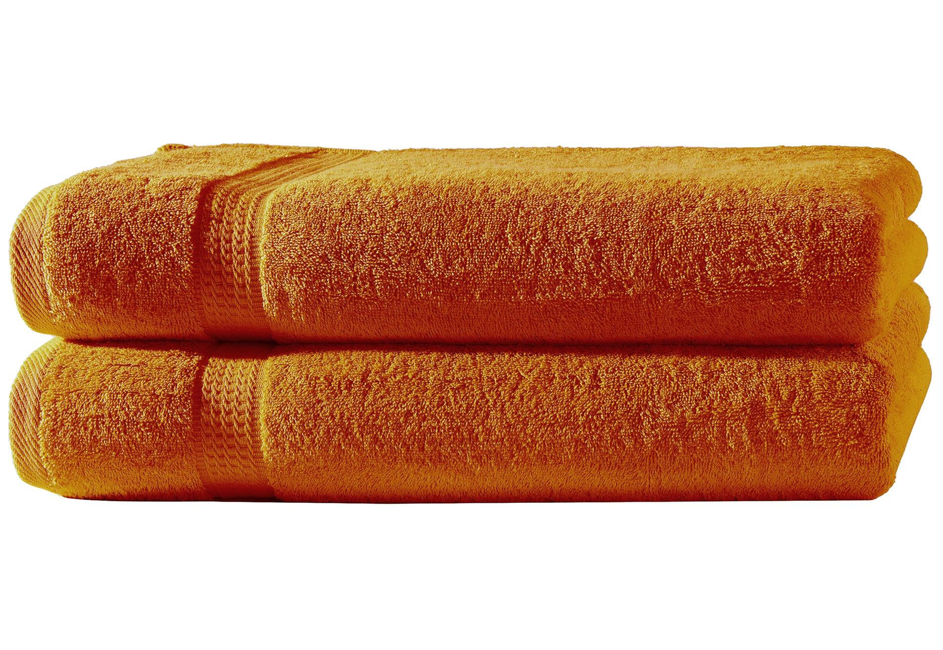 BADETUCH 100x150 cm Frottier Handtücher im 2er Set aus 100% Baumwolle, Orange 500g/m2 - Orange, Textil (100/150cm) - Carpe Sonno