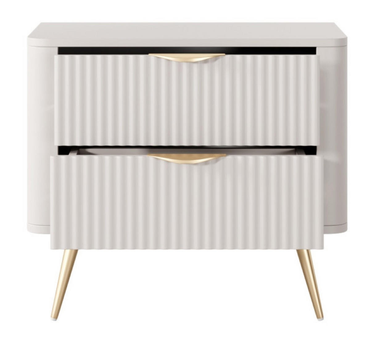 NACHTTISCH Beige Lena Geriffelt Auf Goldenen Beinen - Beige, Holzwerkstoff (63/55/38cm) - Sepro Meble