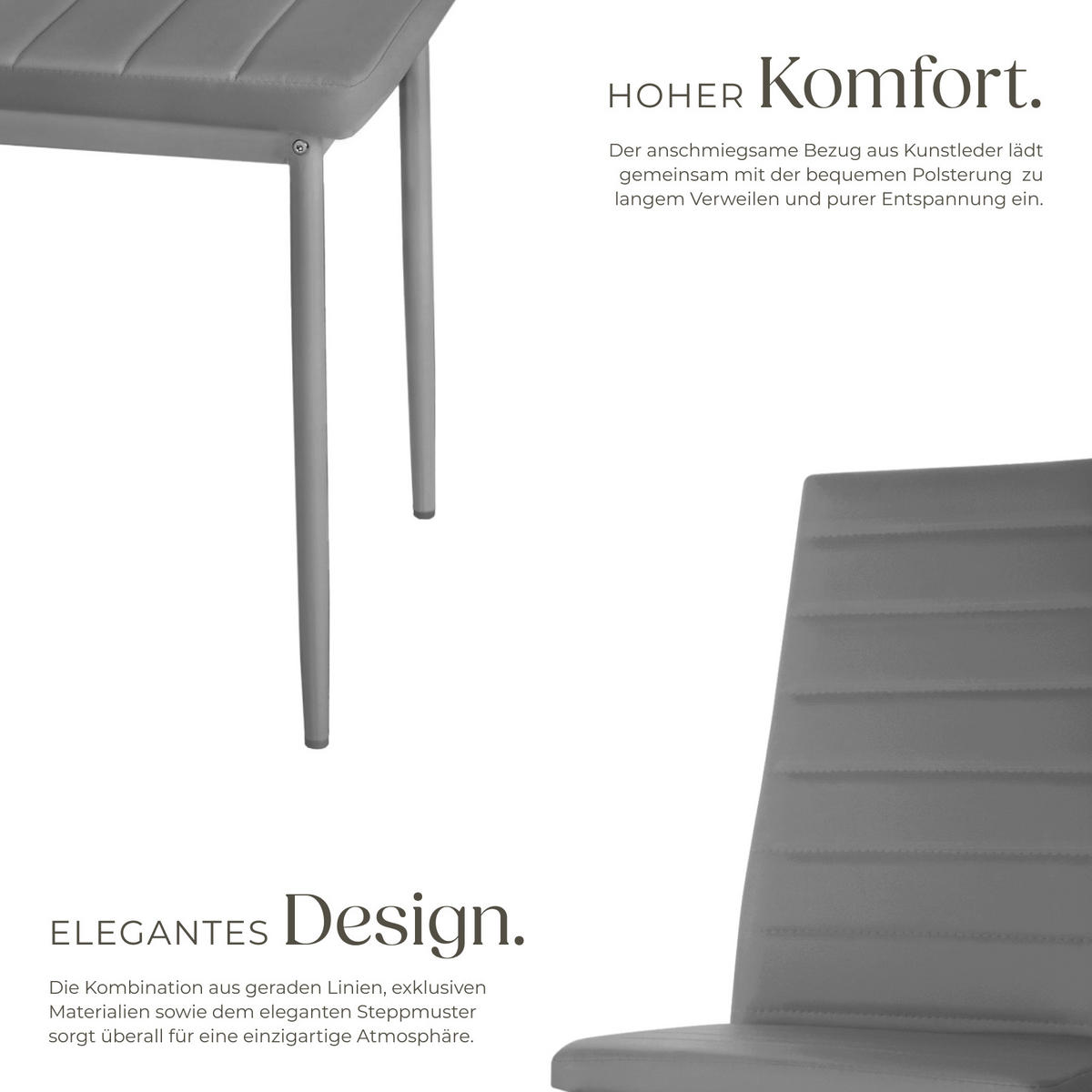 ESSZIMMERSTUHL 6er Set Thomas 41 x 45 x 98 5 cm grau - Grau, Textil (48/98.5/45cm) - tectake