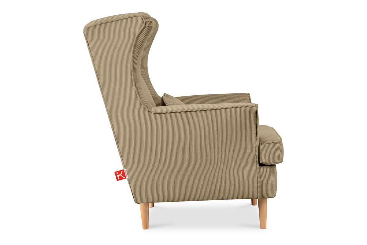 OHRENSESSEL STRALIS inklusive dekorativem Kissen, creme - Creme/Braun, Textil (82/108/80cm) - KONSIMO®