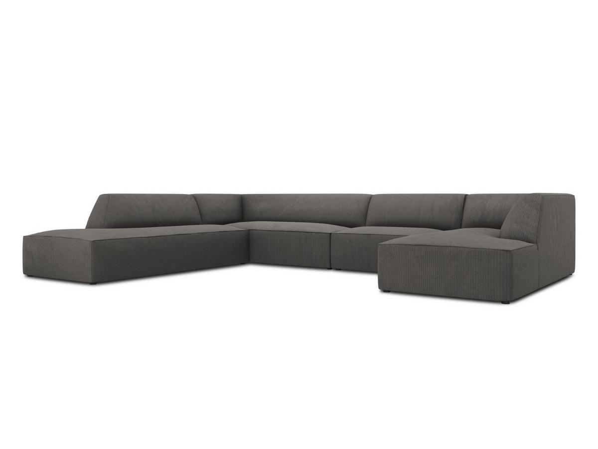 PANORAMASOFA links Ruby aus Cord dunkelgrau 7 Sitzplätze - Dunkelgrau, Textil (273/69/366cm) - Micadoni