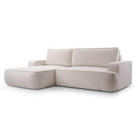 ECKSOFA L Form Ablia Creme 267/168/87 cm mit Schlaffunktion L - Creme/Schwarz, Kunststoff/Textil (168/267cm) - AX Living
