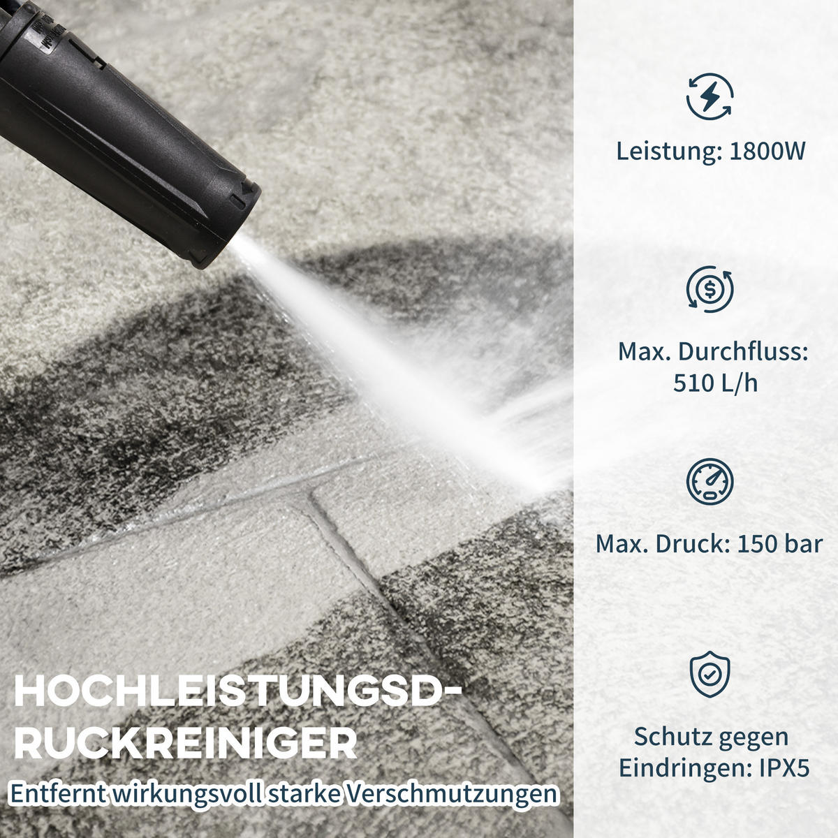 HOCHDRUCKREINIGER mit 6 m Hochdruckschlauch, max. Wassermenge: 510 l/h, für Garten, Blau - Blau, Kunststoff (27/78/35cm) - DURHAND