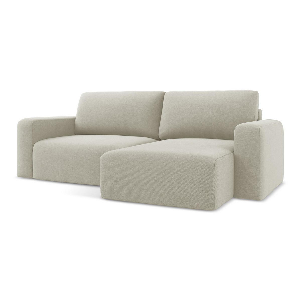 ECKSOFA mit Schlaffunktion rechts Strukturstoff Stoff Beige - Beige/Creme, Kunststoff/Textil (244/149cm) - LaMiaSofa