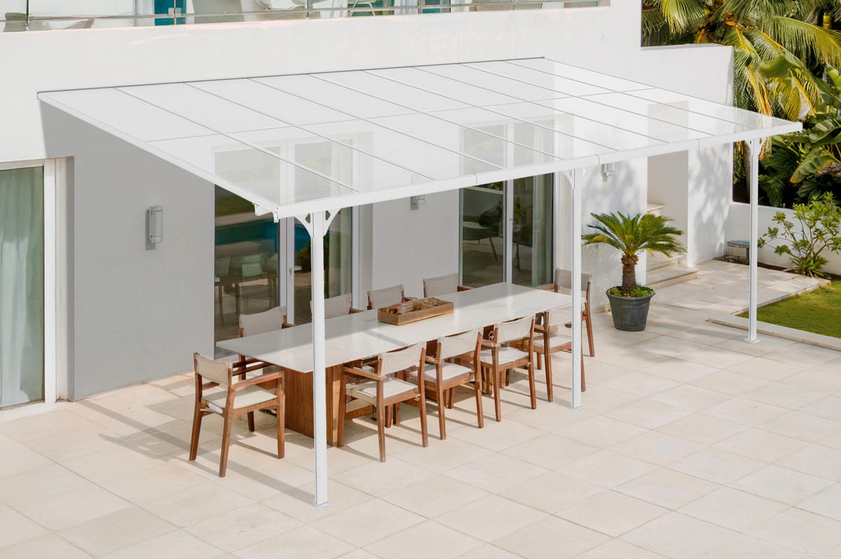 PERGOLA / CARPORT Kleo Weiß 5,5m x 3m - Weiß, Metall (556/270/300cm) - Cazeboo