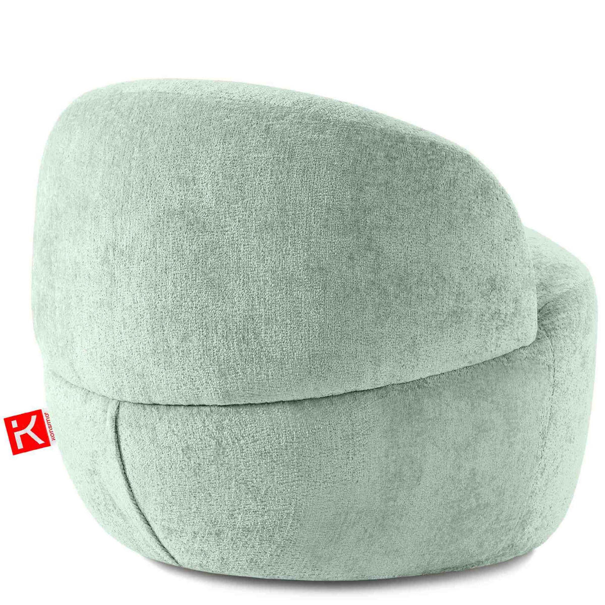 SESSEL NELUM Chenille-Stoff, rund, Mintgrün - Schwarz/Mintgrün, Holz/Holzwerkstoff (76/64/76cm) - KONSIMO®