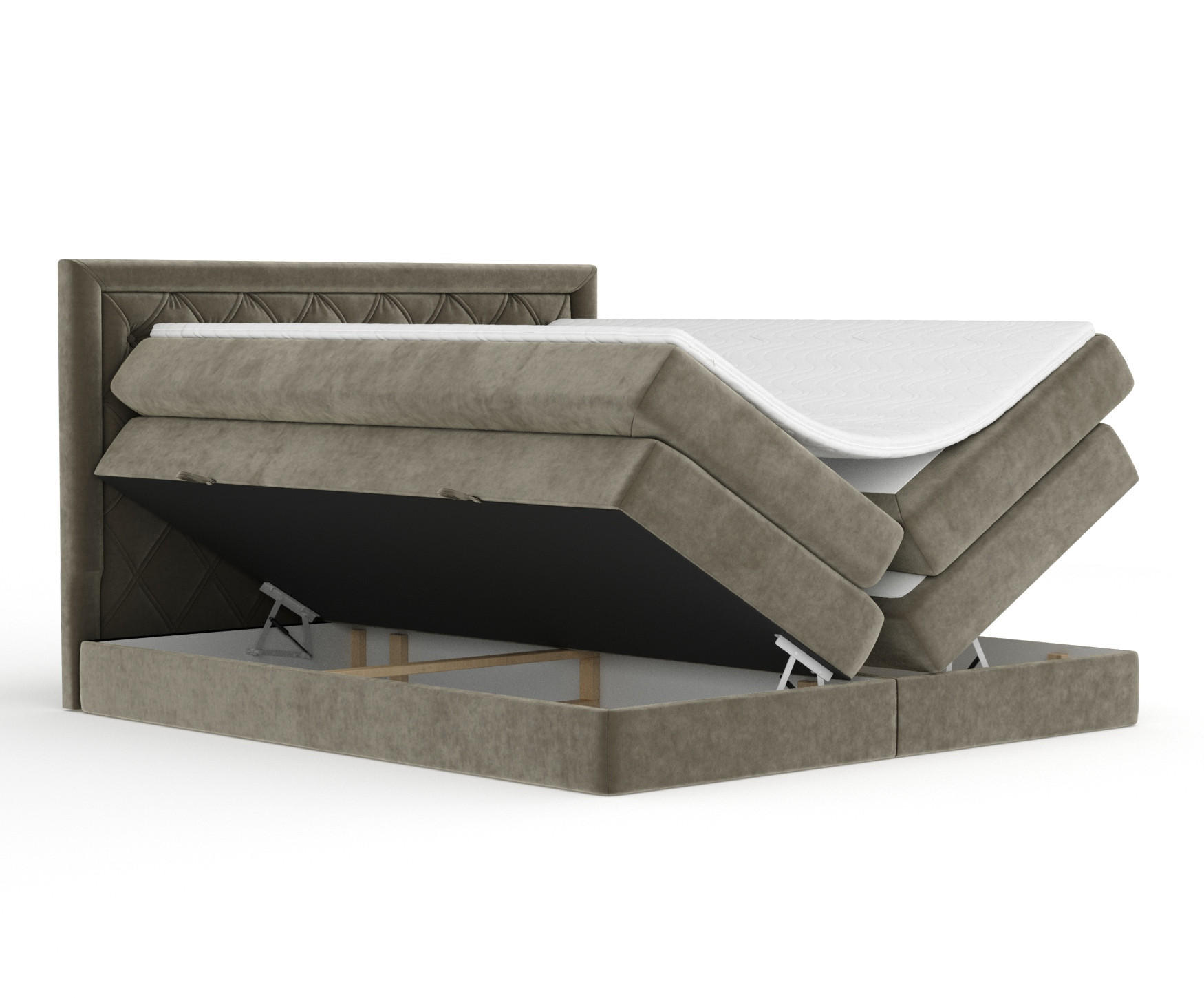 BOXSPRINGBETT Aurelia Taupe 160/200 cm - Taupe/Schwarz, Holz/Holzwerkstoff (160/200cm) - Maison de Reve