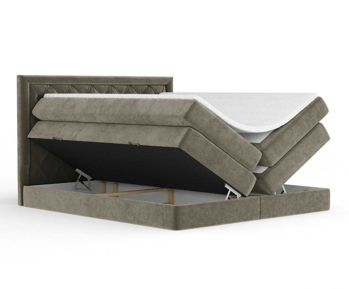 BOXSPRINGBETT Aurelia Taupe 160/200 cm - Taupe/Schwarz, Holz/Holzwerkstoff (160/200cm) - Maison de Reve