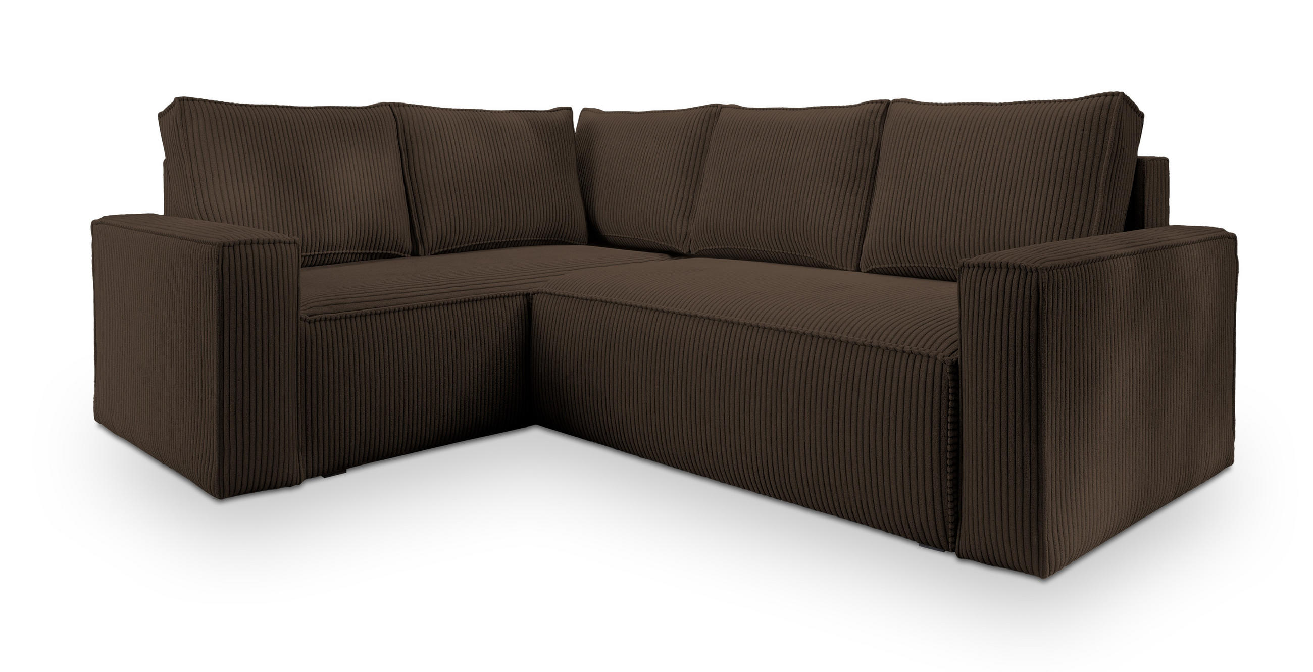 ECKSOFA ESTANO L-S Braun Kordstoff mit Schlaffunktion - Braun, Holz (230/158cm) - MASSENO