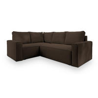 ECKSOFA ESTANO L-S Braun Kordstoff mit Schlaffunktion - Braun, Holz (230/158cm) - MASSENO