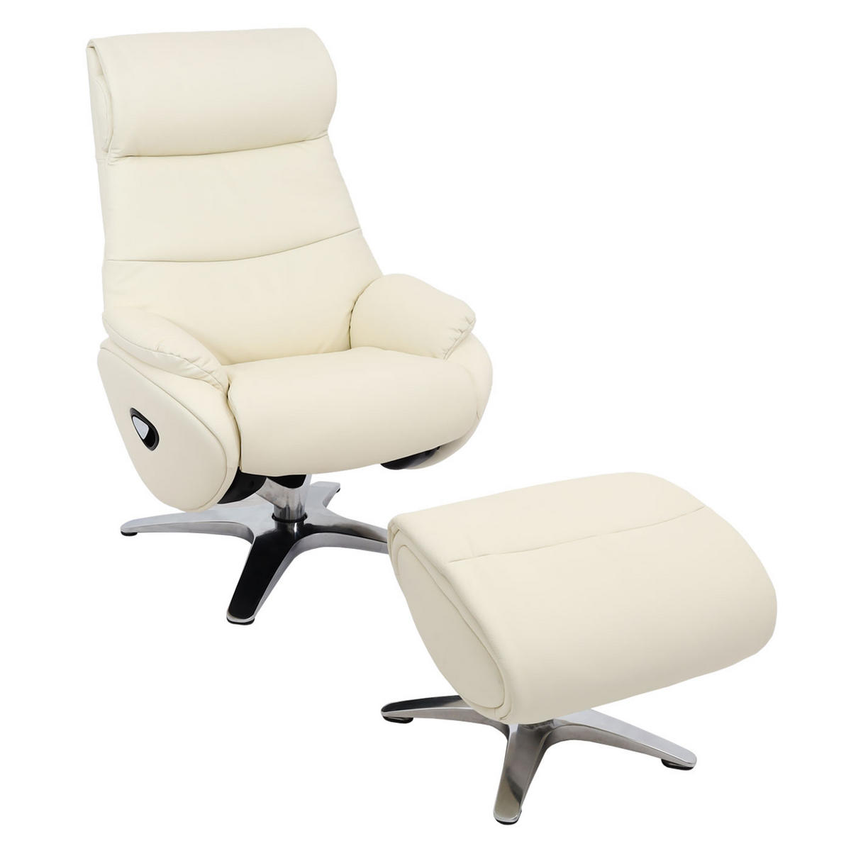 RELAXSESSEL MIT HOCKER Cremeweiß - Weiß, Textil (117/110/77cm) - MCW