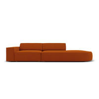 RECHTES-SOFA Jodie aus strukturiertem Stoff terrakotta 3 Sitzplätze - Terra cotta, Textil (102/70/262cm) - Micadoni