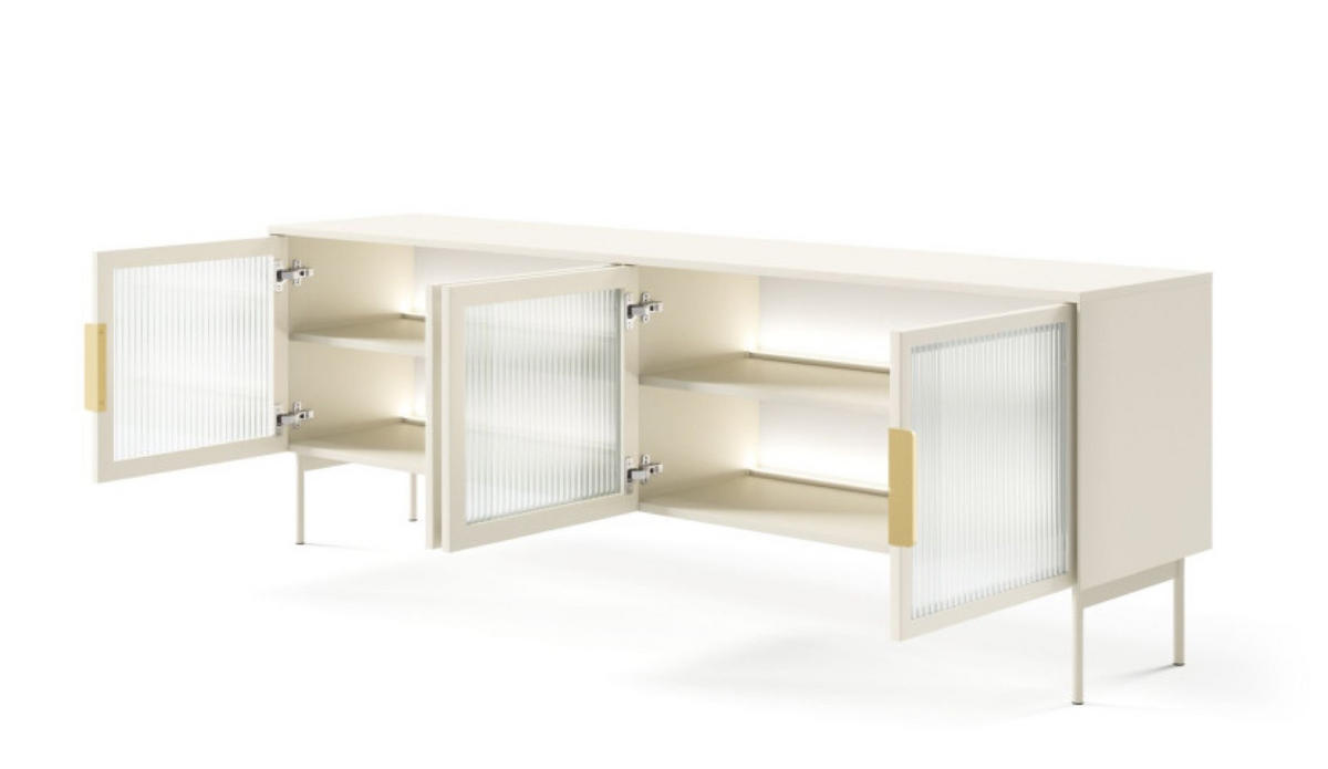 TV-SCHRANK Kaschmir LUMIN 4D LED Mit Metallgestell - Kaschmir/Beige, Holzwerkstoff (181.3/61.3/39.3cm) - Sepro Meble