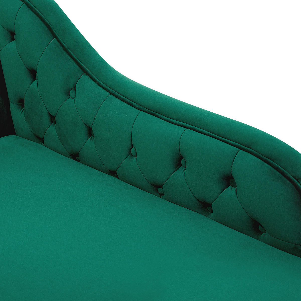 CHAISELONGUE Samtstoff grün linksseitig Nimes - Schwarz/Grün, Textil (170/79/61cm) - Beliani