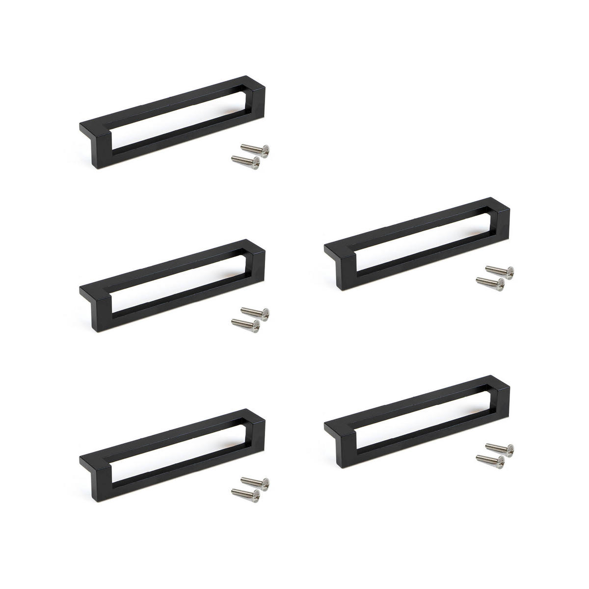 MÖBELGRIFFE Cleveland, L144mm, 128mm Achsenabstand, Zamak, Schwarz lackiert 5er-set - Schwarz, Kunststoff (2.5/3/14.4cm) - EMUCA