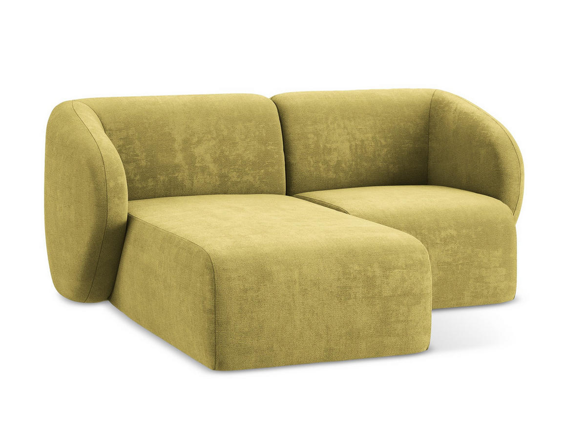 ECKSOFA Links Chenille Stoff Grün - Limette/Schwarz, Holzwerkstoff/Kunststoff (178/166cm) - Makamii
