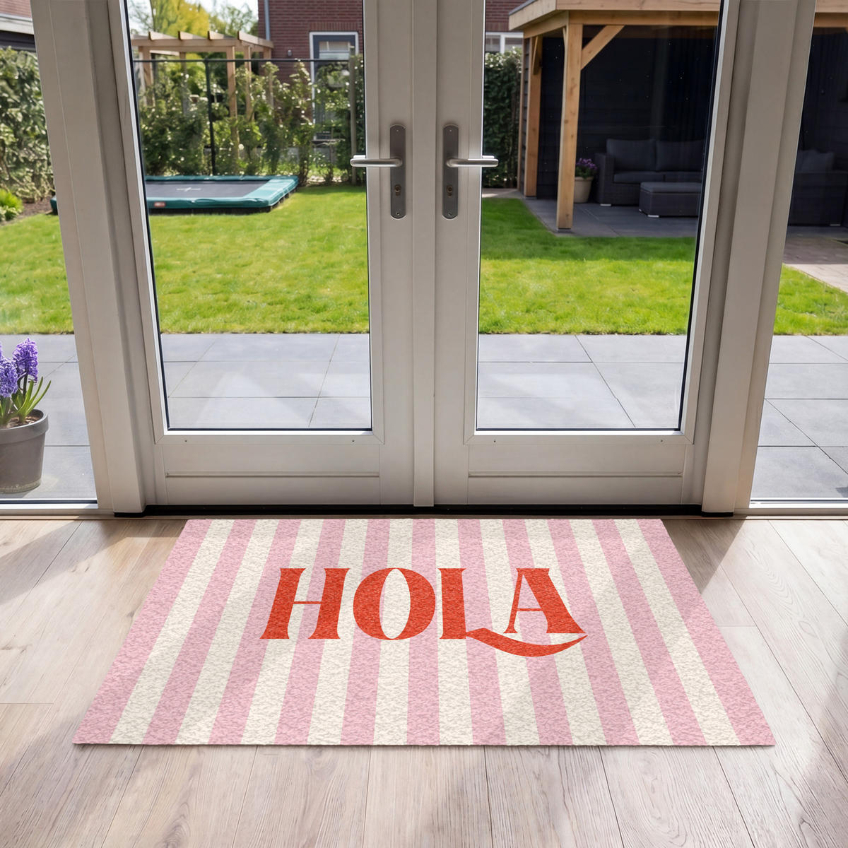 ROHOŽKA Hola - Citát - Pruhy - Pastelová - Růžová - Červená - Bílá 120x80 cm - růžová, textil/umělá hmota (120/0.4cm) - MuchoWow