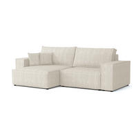ECKSOFA MATT 255/153 cm links in Cord Creme - Creme/Schwarz, Holz/Holzwerkstoff (255/153cm) - Deine Möbel 24
