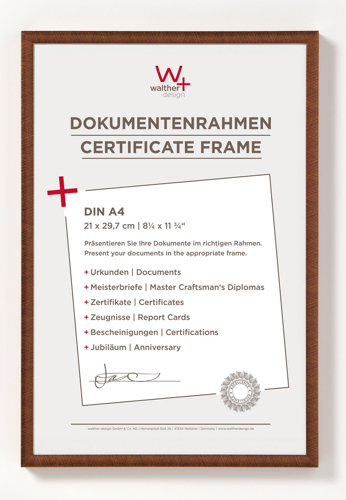 KUNSTSTOFFRAHMEN New Lifestyle Kst.Rahmen 21x29,7 cm bronze - Bronzefarben, Kunststoff (22.2/31/1.4cm) - walther design