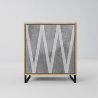 SIDEBOARD SOLID ZIG ZAG, Eichefarben, 57,5x42x67,5 cm, Schwarze Metall-Rahmenfüße - Eichefarben/Multicolor, Holzwerkstoff/Metall (57.5/67.5/42cm) - SpaceRebels