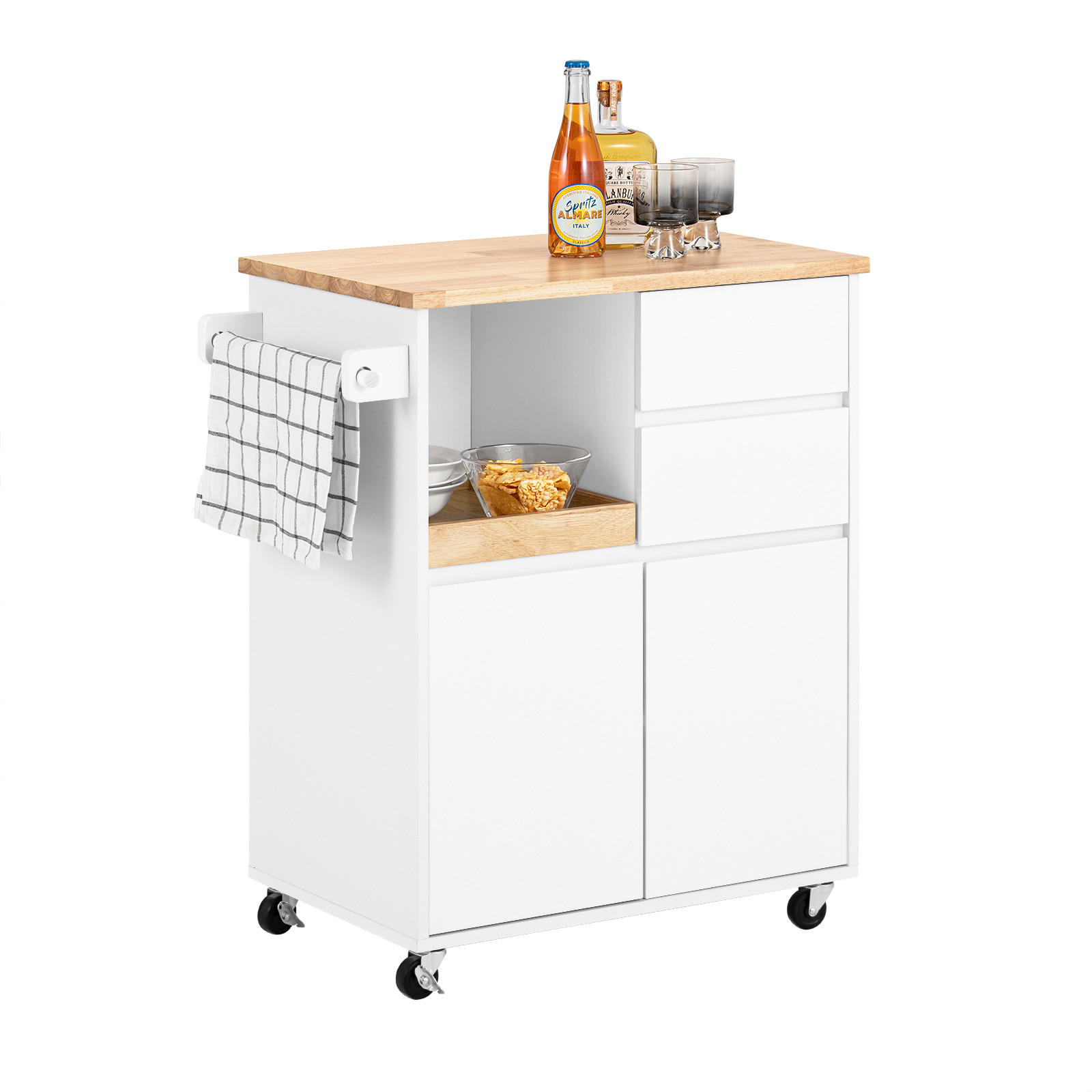 KÜCHENWAGEN Weiß - Weiß/Naturfarben, Holz/Holzwerkstoff (72/84/40cm) - SoBuy