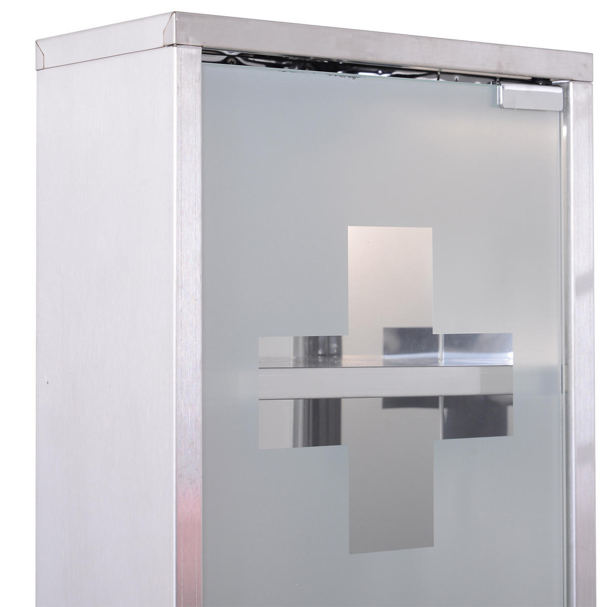 MEDIZINSCHRANK Arzneischrank Erste-Hilfe-Schrank mit Schloss 3 Fächer Stahl - Silberfarben, Glas (12/48/25cm) - HOMCOM