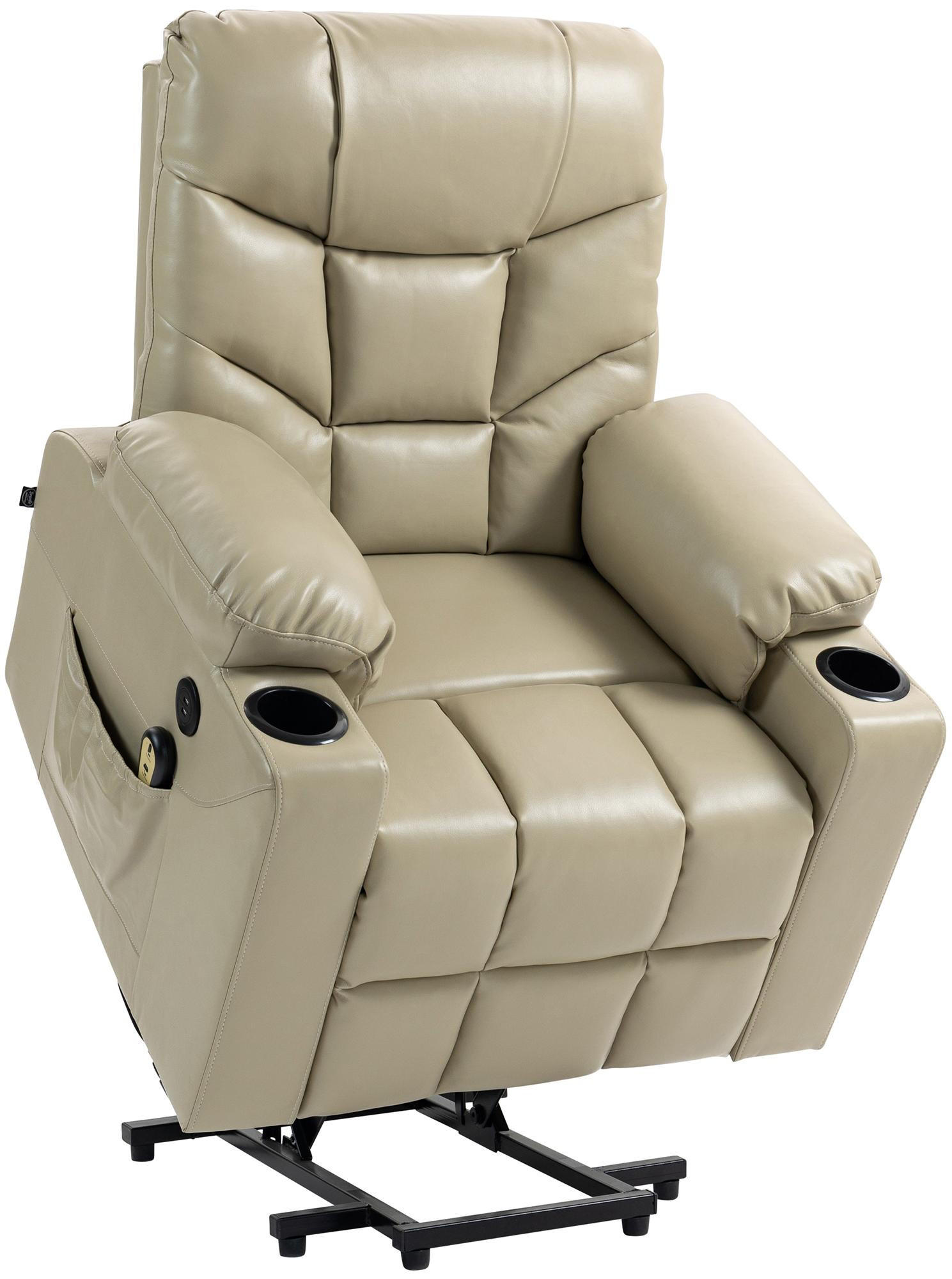 SESSEL Lederlook creme - Creme/Schwarz, Textil/Metall (84/104/95cm) - CLP