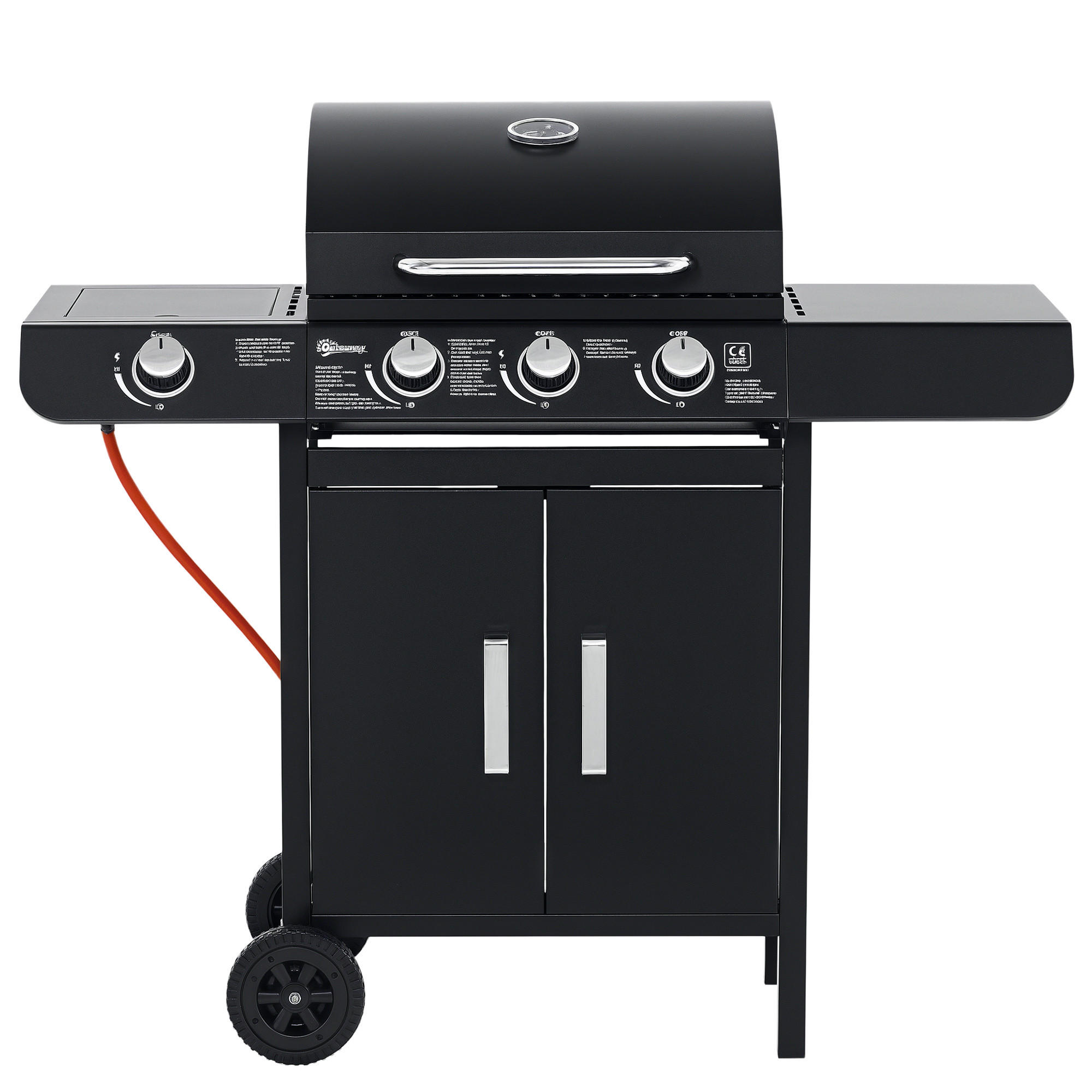 GASGRILL DE-10328 3 Hauptbrenner + Seitenbrenner Schwarz - Schwarz, Metall (50/100/110cm) - ComfortXL