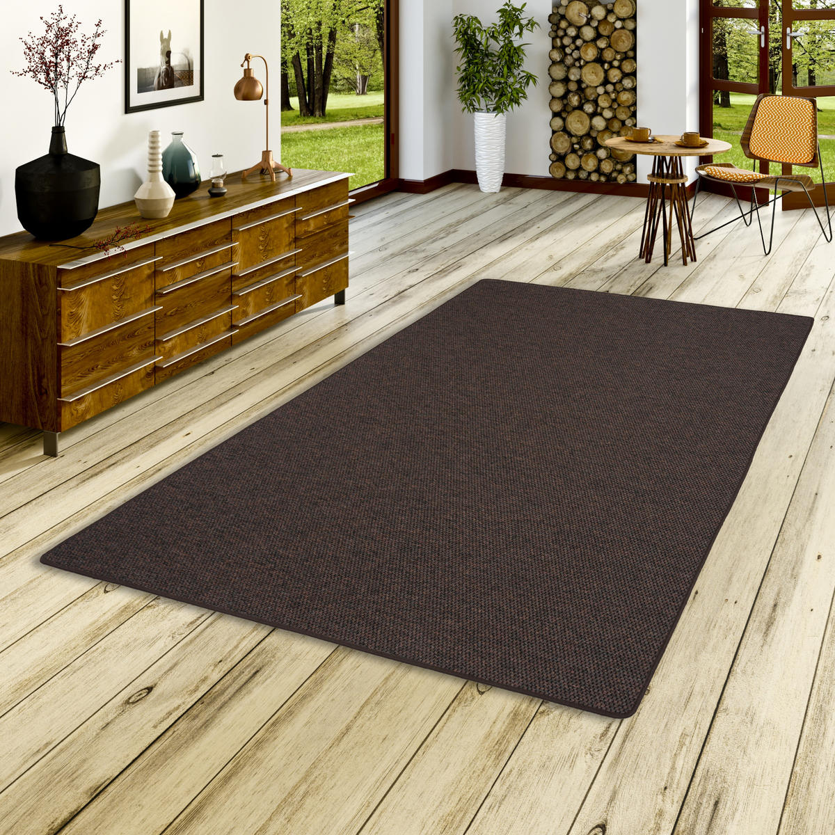 FLACHGEWEBE NATUR TEPPICH BENTZON - Dunkelbraun, Textil (80/160cm) - Snapstyle