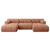 WOHNLANDSCHAFT modulares Sofa Tesso-U1 - 285x160x70 cm Apricot Velours - Koralle, Holzwerkstoff/Textil (285/70/160cm) - ALTDECOR