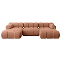 WOHNLANDSCHAFT modulares Sofa Tesso-U1 - 285x160x70 cm Apricot Velours - Koralle, Holzwerkstoff/Textil (285/70/160cm) - ALTDECOR
