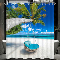 DUSCHVORHANG Strand 180 x 200 cm Polyester Wasserabweisend Waschbar - Multicolor, Textil (180/200cm)