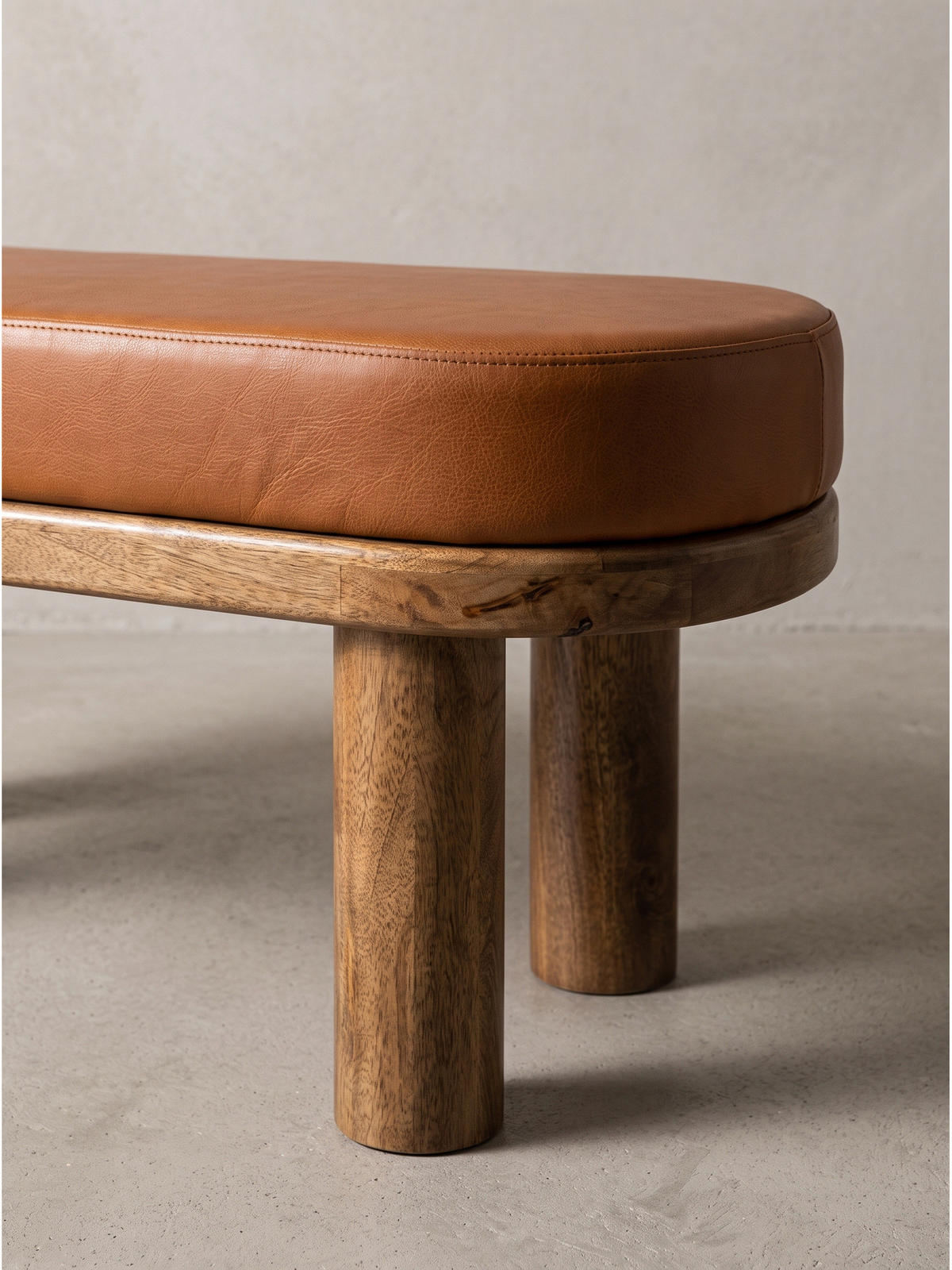 SITZBANK MAKARSKA, Ziegenleder, Braun, 140 x 40 x 47 cm - Braun/Honig, Mangoholz/Holz (140/47/40cm) - KADIMA DESIGN
