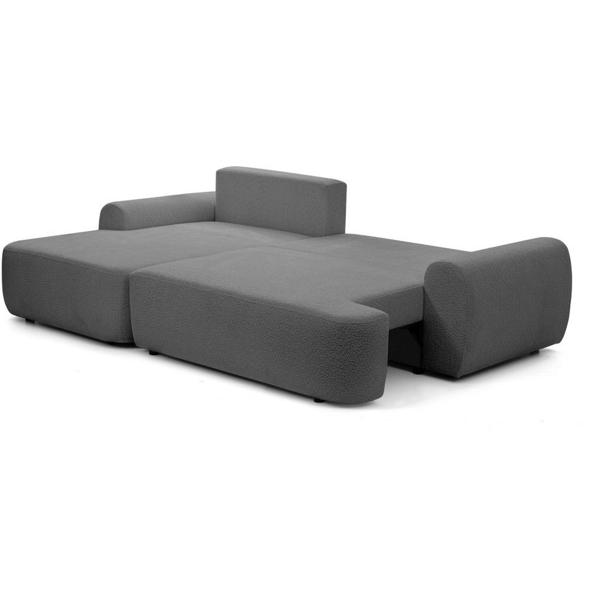 ECKSCHLAFSOFA Oliver im Bouclé-Gewebe, Grau, links - Schwarz/Grau, Textil (266/160cm) - Beautysofa