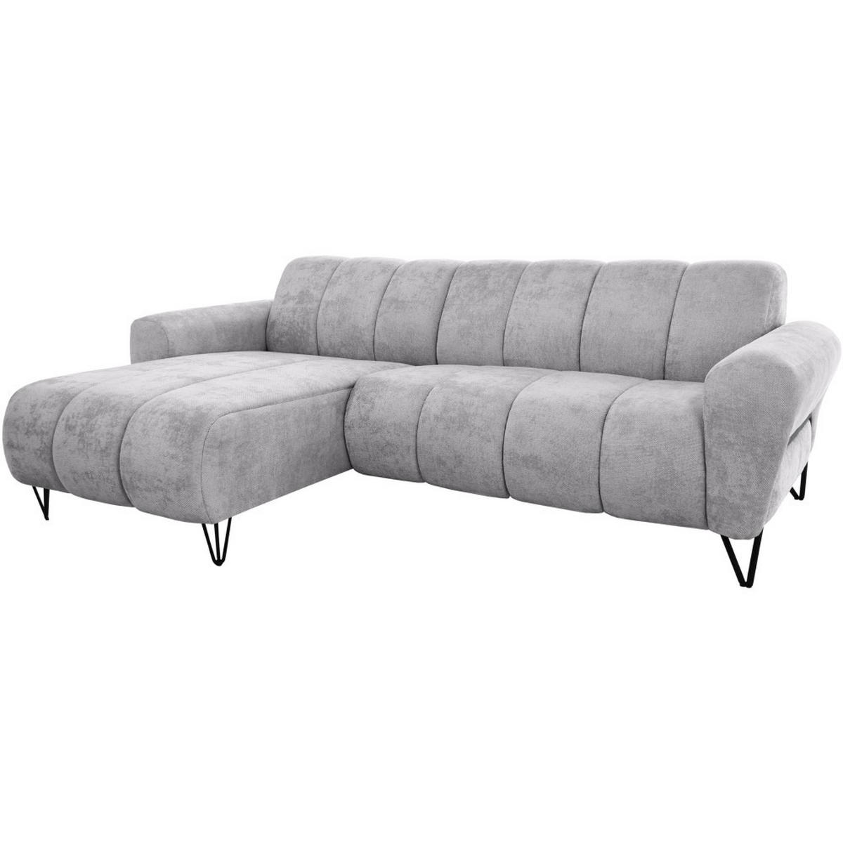 ECKSOFA Volare Mini ohne Schlaffunktion hellgrau links, Vega-Stoff - Hellgrau/Schwarz, Textil/Metall (256/165cm) - Beautysofa