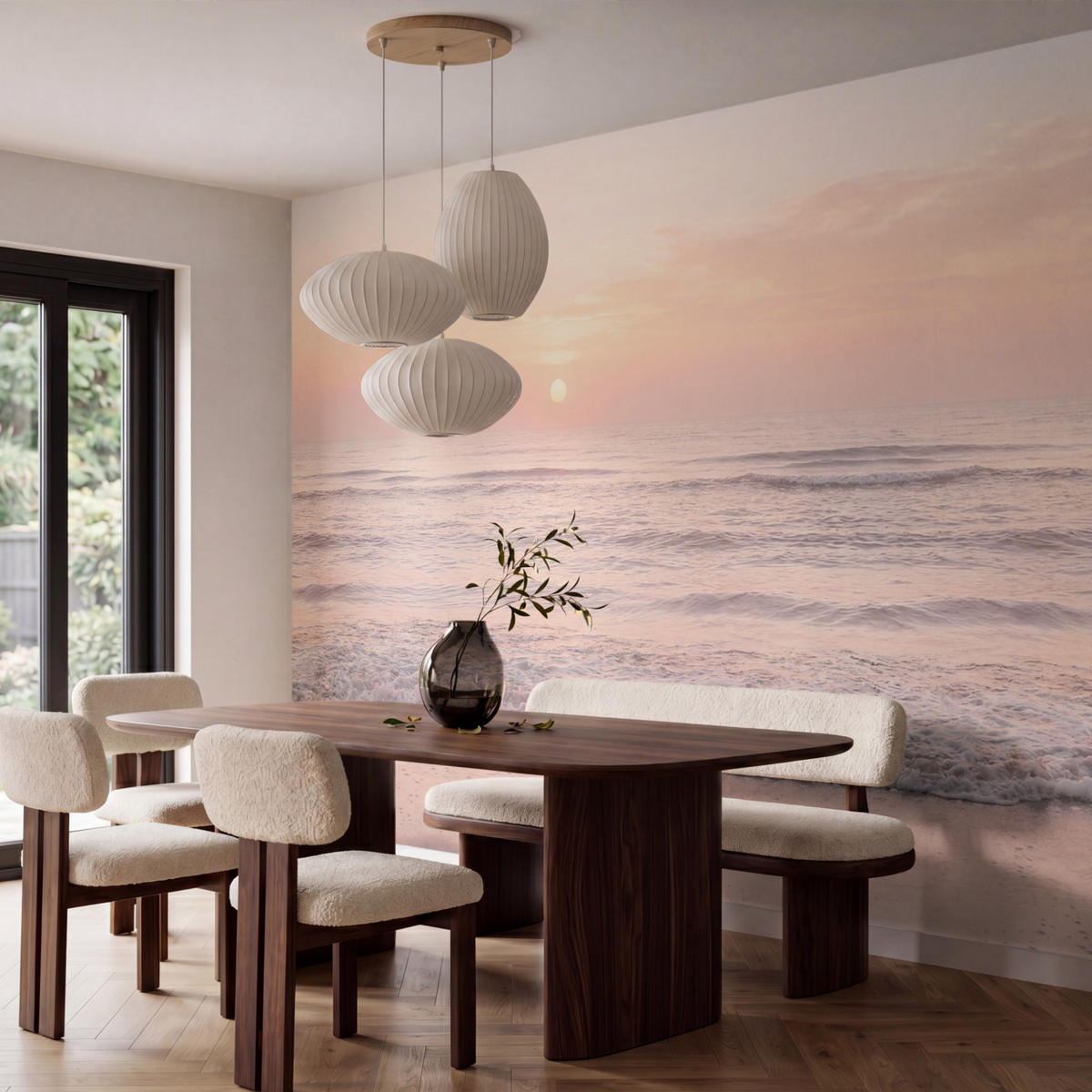 TAPETE - Sonne - Strand - Rosa - 400x280 cm - Hellrosa, Papier (400/280cm) - OnlyWow