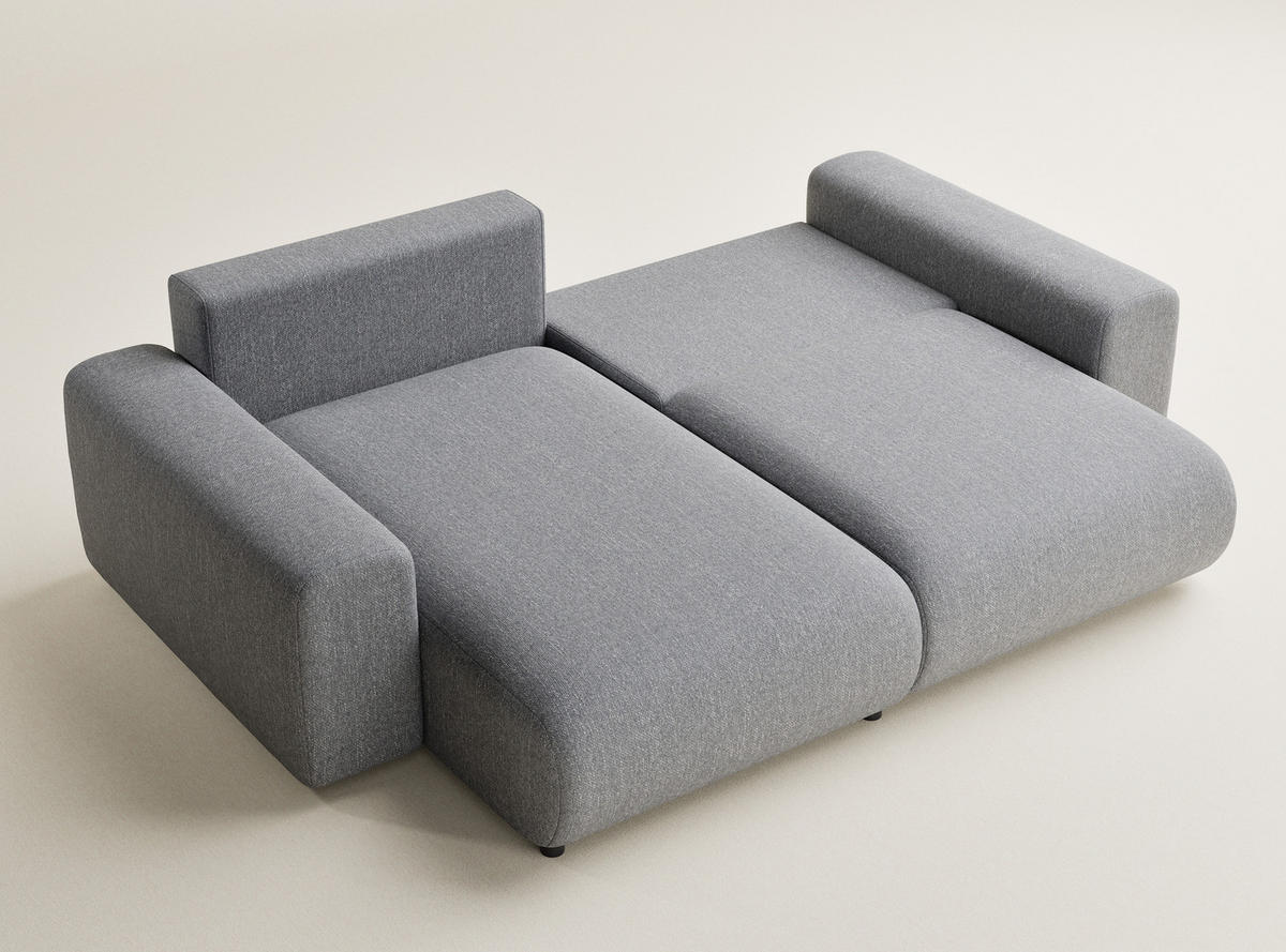 ECKSOFA MIT SCHLAFFUNKTION Solo Grau Webstoff - Schwarz/Grau, Holz/Holzwerkstoff (255/168cm) - Maison de Reve