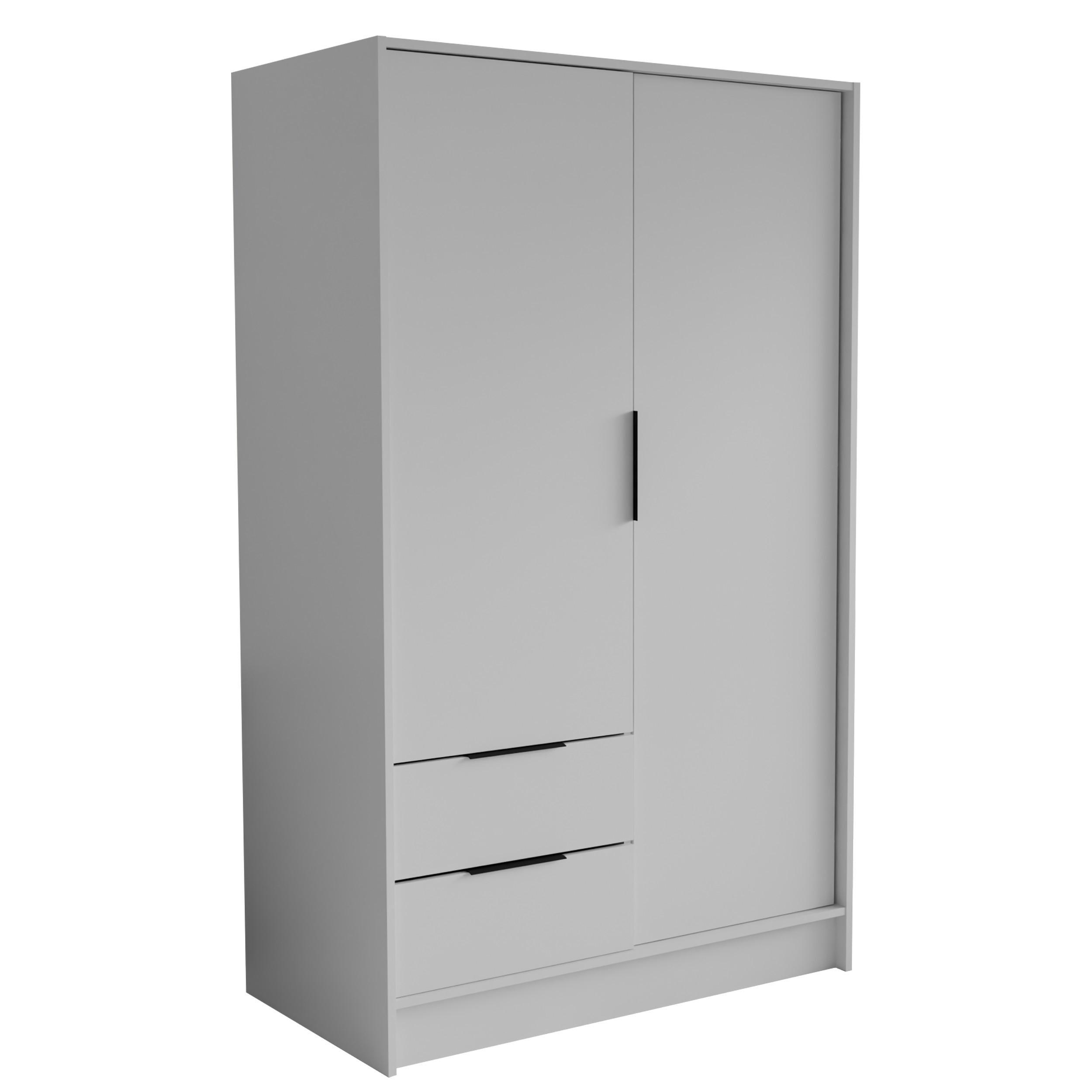 DREHTÜRENSCHRANK CAVA 102/200/51 cm Modern Kleiderschrank 2-türig Weiß - Weiß, Holzwerkstoff (102/200/51cm) - MASSENO