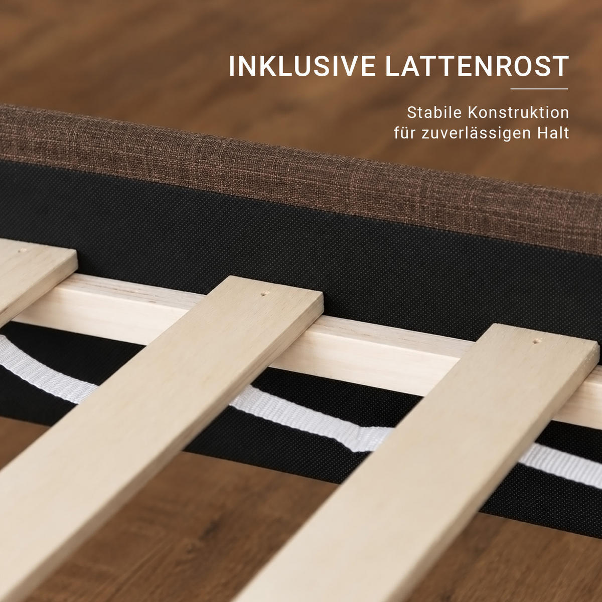 POLSTERBETT mit Lattenrost 180/200 cm in Braun - Braun, Textil (180/200cm) - Homestyle4u
