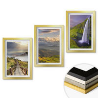 WANDBILDER 3er Set - 20x30 cm Goldrahmen - Berglandschaften Wasserfall - Goldfarben, Kunststoff (20/30cm) - ArtPrintCave