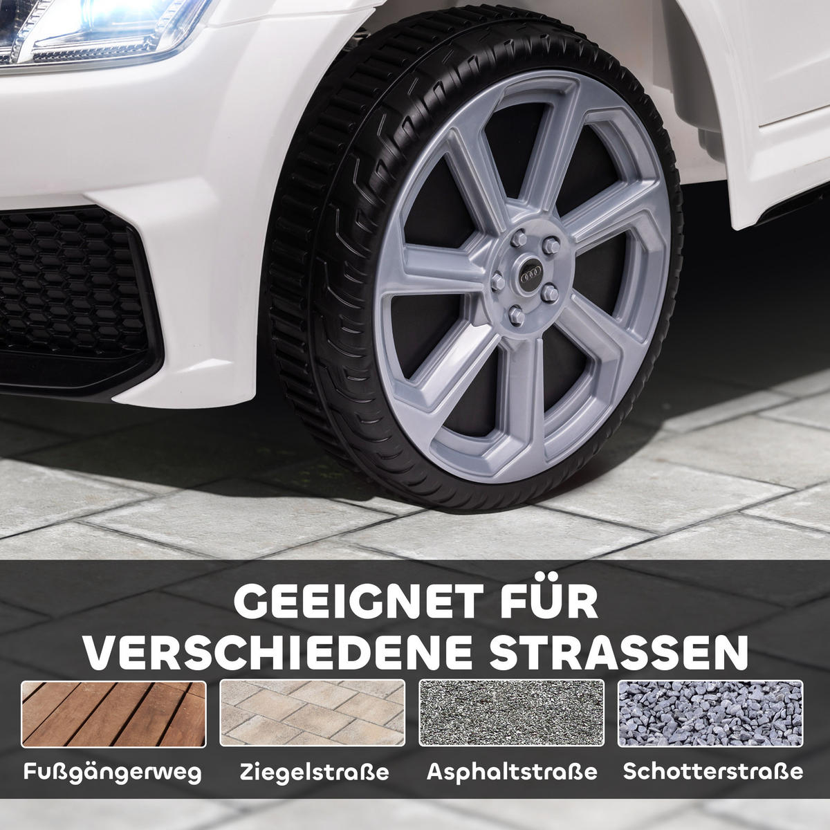 KINDER Elektroauto 12V Kinderauto mit 2,4G Fernbedienung, Musik, Weiß - Weiß, Metall (102/60/44cm) - HOMCOM