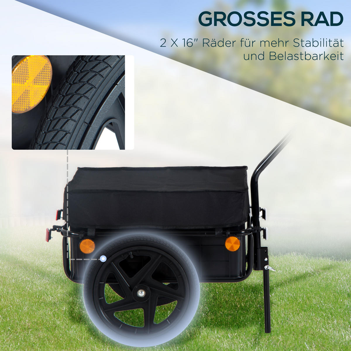 FAHRRADANHÄNGER, PP, Schwarz, 144L x 59B x 80H cm - Schwarz, Metall (59/80/144cm) - HOMCOM